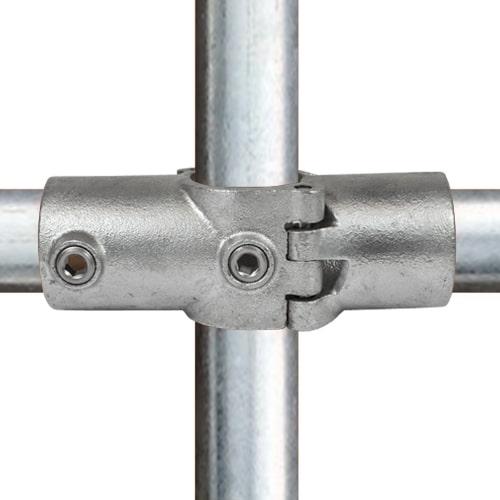 Buiskoppeling Open klapbaar kruisstuk in 1 vlak-E / 48,3 mm